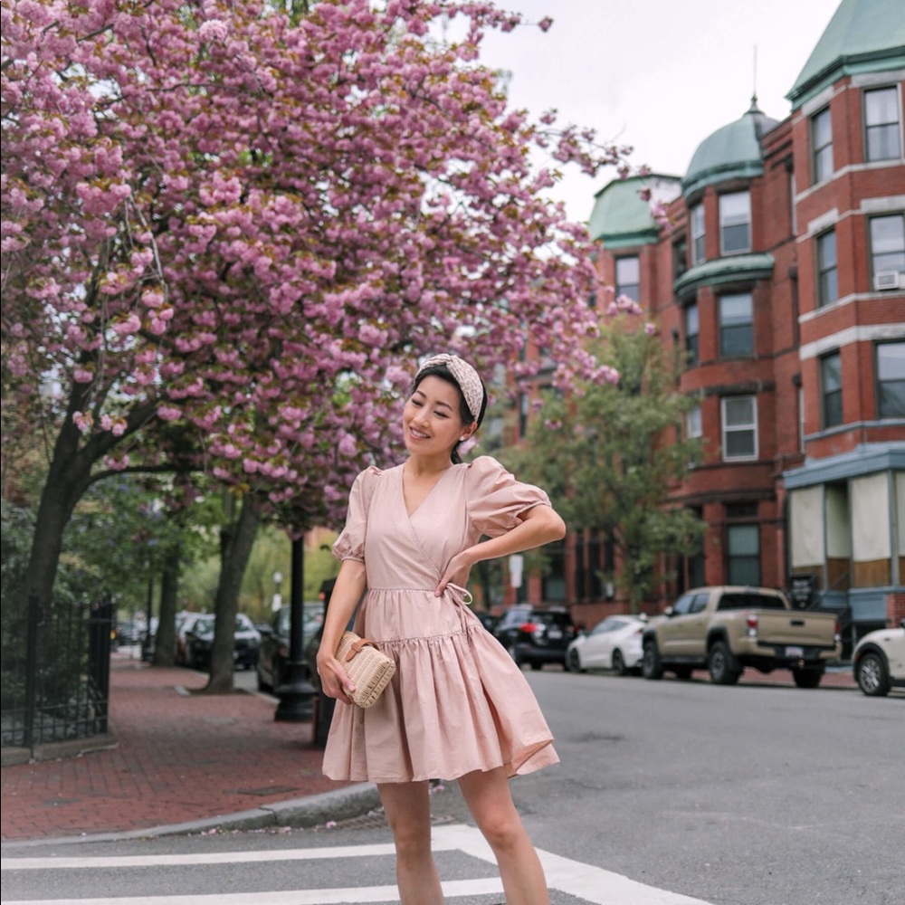 J.Crew puff sleeve cotton poplin wrap dress